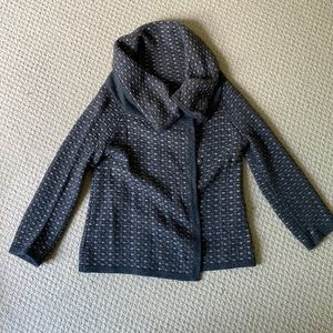 Wool three quarter length button down sweater